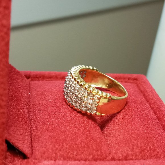 (SOLD) 14K Two-tone Diamond Paved Ring, Size 4.75 - Picture 6 of 9